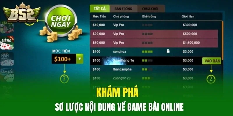 Khám phá sơ lược nội dung về game bài online