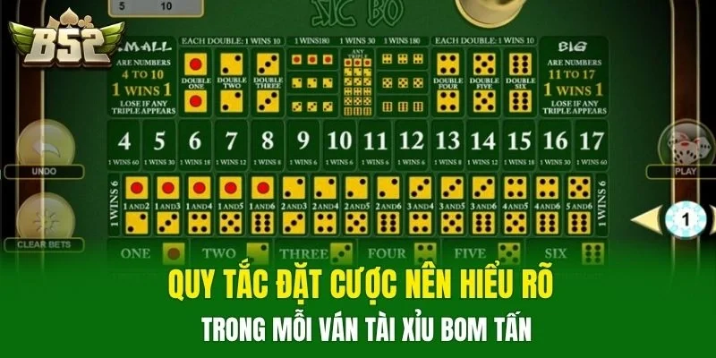 Quy tắc đặt cược nên hiểu rõ trong mỗi ván Tài Xỉu Bom Tấn